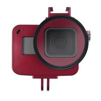 Behuizings schaal CNC aluminiumlegering beschermende kooi met verzekerings frame & 52mm UV-lens voor GoPro HERO7 zwart/6/5 (rood)