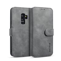 huismerk Dg. MING retro olie kant horizontale flip case met houder & kaartsleuven & portemonnee voor Galaxy S9 PLUS (grijs)