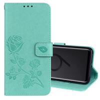 huismerk Rose reliëf horizontale Flip milieu PU lederen draagtas met houder & kaartsleuven & portemonnee voor Galaxy S9 PLUS (groen)