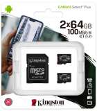 Kingston Canvas Select Plus microSD Card 10 UHS-I - 64GB - SD adapter - 2 Pack