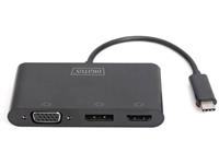 digitus USB-C Adapter [1x USB-C stekker - 1x DisplayPort bus, VGA-bus, HDMI-bus] DA-70859 Geschikt voor HDMI, Ultra HD-HDMI