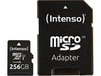 intenso Premium microSDXC-kaart 256 GB Class 10, UHS-I Incl. SD-adapter