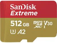 sandisk Extremeâ¢ microSDXC-kaart 512 GB Class 10, UHS-I, UHS-Class 3, v30 Video Speed Class A2-vermogensstandaard