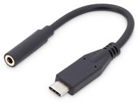 digitus Audio Adapterkabel [1x USB-C stekker - 1x Jackplug female 3.5 mm] 0.2 m Zwart Flexibel