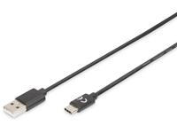 digitus USB 2.0 Aansluitkabel [1x USB-C stekker - 1x USB-A 2.0 stekker] 1.8 m Zwart Afgeschermd