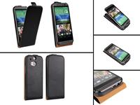 HTC One M8 Flip Case Echt leer 123BestDeal zwart 