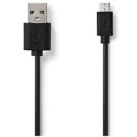 USB-Kabel / USB 2.0 / USB-A Stecker / USB Micro-B Stecker / 480 Mbps / 11 W / Vernickelt / 2.00 m / rund / PVC / Schwarz / Plastikbeutel - Nedis