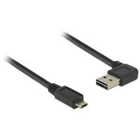 Delock EASY-USB 2.0 Typ-A Stecker gewinkelt links / rechts > EASY-USB 2.0 Typ Micro-B Stecker schwarz 0,5 m, Kabel