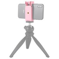 PULUZ Selfie sticks statief mount telefoon klem met 1/4 inch schroefgaten & koude schoen base (roze)