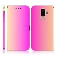 huismerk Voor Galaxy S9+ Geïmiteerd spiegeloppervlak horizontale flip lederen hoes met houder & kaartsleuven & portemonnee & lanyard(gradient color)