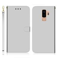 huismerk Voor Galaxy S9+ Geïmiteerd spiegeloppervlak horizontale flip lederen hoes met Houder & Card Slots & Wallet & Lanyard(Zilver)