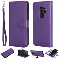 huismerk Voor Galaxy S9+ Solid Color Horizontal Flip Protective Case met Holder & Card Slots & Wallet & Photo Frame & Lanyard(Purple)