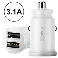 Baseus Grain Mini Smart Dubbele USB Autolader - 3.1A - Wit