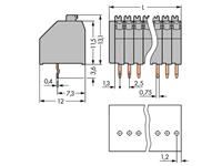 WAGO 250-308 Veerkrachtklemblok 0.50 mm² Aantal polen 8 Grijs 220 stuk(s)