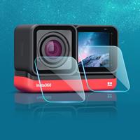 huismerk Lens + LCD-scherm Gehard glas film voor Insta 360 One R 4K (Transparant)