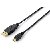 Equip USB A/mini-USB B 2.0 3.0m 3m USB A Mini-USB B Zwart USB-kabel