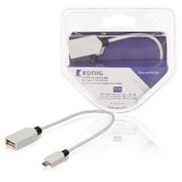 König KNM60515W02 0.2m Micro-USB B USB A Mannelijk Vrouwelijk Wit USB-kabel
