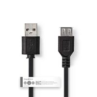 USB-Kabel / USB 2.0 / USB-A Stecker / USB-A Buchse / 480 Mbps / Vernickelt / 3.00 m / rund / PVC / Schwarz / Aufhänger - Nedis