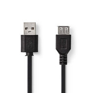 USB-Kabel / USB 2.0 / USB-A Stecker / USB-A Buchse / 480 Mbps / Vernickelt / 2.00 m / rund / PVC / Schwarz / Aufhänger - Nedis
