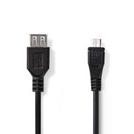 Nedis USB 2.0-Kabel | Micro-B Male - A Female | 0,2 m | Zwart