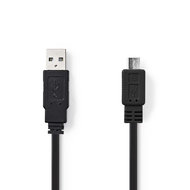 Nedis Platte USB 2.0-Kabel | A Male - Micro-B Male | 1,0 m | Zwart