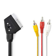 Nedis Schakelbare SCART-Kabel | SCART Male - 3x RCA Male | 1,0 m | Zwart