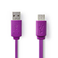 Nedis USB 2.0-Kabel | A Male - Micro-B Male | 1,0 m | Paars