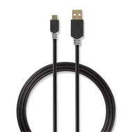 Nedis USB-Kabel / USB 2.0 / USB-A Stecker / USB Micro-B Stecker / 480 Mbps / Vergoldet / 1.00 m / rund / PVC / Anthrazit / Verpackung mit Sichtfenster