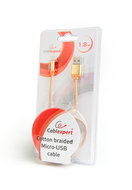 CableXpert Micro-USB kabel katoen, 1.8 meter goud
