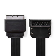 Nedis SCART Platte Kabel | SCART Male - SCART Male 90ÃÂ° Gehoekt | 2,0 m | Zwart