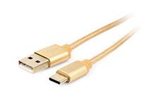 CableXpert USB-C kabel katoen, 1.8 meter goud