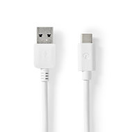 Nedis USB-Kabel / USB 3.2 Gen 2 / USB-A Stecker / USB-Typ-C ™ Stecker / 10 Gbps / 60 W / Vernickelt / 1.00 m / rund / PVC / Weiss / Box