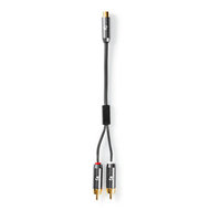 Subwooferkabel | 2x RCA Male - RCA Female | Gun Metal Grey | Gevlochten kabel