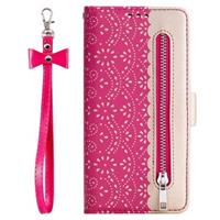 Lace Pattern iPhone 11 Pro Wallet Case - Hot Pink