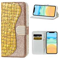 Croco Bling Serie iPhone 12 mini Wallet Case - Goud