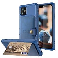 iPhone 12 Mini TPU Hoesje met Kaarthouder - Blauw