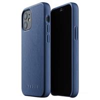 Mujjo Premium Full Leren iPhone 12 mini Hoesje - Blauw