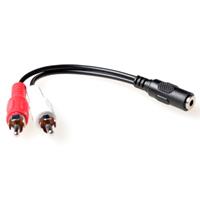 act AK2027 Audio Verloopkabel 3,5mm Stereo Jack Male - 2x Tulp Male - 15 cm