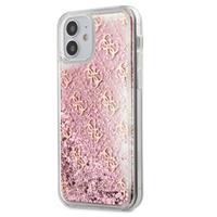 Guess 4G Liquid Glitter iPhone 12 Mini Hybride Hoesje - Roze