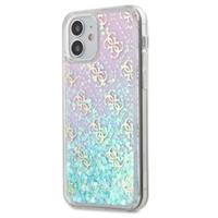 Guess 4G Liquid Glitter iPhone 12 Mini Hybride Hoesje - Roze / Blauw