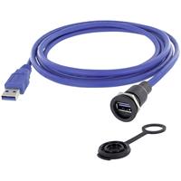 encitech 1310-1015-02 USB-connector Chassisbus, inbouw M16 Zwart, Blauw 1 stuk(s)