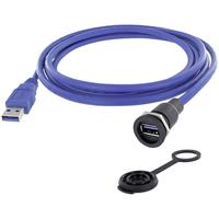 encitech 1310-1015-03 USB-connector Chassisbus, inbouw M16 Zwart, Blauw 1 stuk(s)