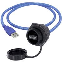 encitech 1310-1037-02 1310-1037-02 USB-connector Chassisbus, inbouw M30 Zwart, Blauw 1 stuk(s)