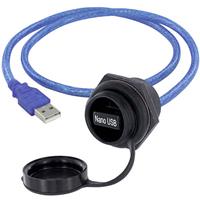encitech 1310-1037-01 1310-1037-01 USB-connector Chassisbus, inbouw M30 Zwart, Blauw 1 stuk(s)