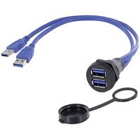 encitech 1310-1029-03 1310-1029-03 USB-connector Chassisbus, inbouw M22 Zwart, Blauw 1 stuk(s)