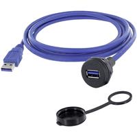 encitech 1310-1019-03 1310-1019-03 USB-connector Chassisbus, inbouw M22 Zwart, Blauw 1 stuk(s)