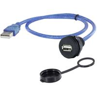 encitech 1310-1018-01 1310-1018-01 USB-connector Chassisbus, inbouw M22 Zwart, Blauw 1 stuk(s)