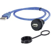 encitech 1310-1018-02 1310-1018-02 USB-connector Chassisbus, inbouw M22 Zwart, Blauw 1 stuk(s)