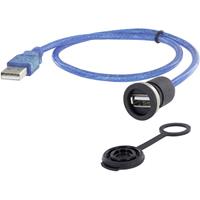 encitech 1310-1002-04 USB-connector Chassisbus, inbouw M16 Zwart, Blauw 1 stuk(s)