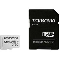 transcend Premium 300S microSDXC-kaart 512 GB Class 10, UHS-I, UHS-Class 3, v30 Video Speed Class, A1 Application Performance Class Incl. SD-adapter